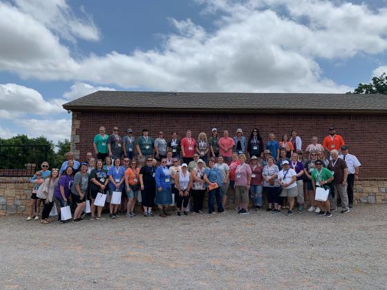 This large group of educators took part in the Ag in the Classroom bus tour along Route 66. Photo courtesy of Jordan Cook. 